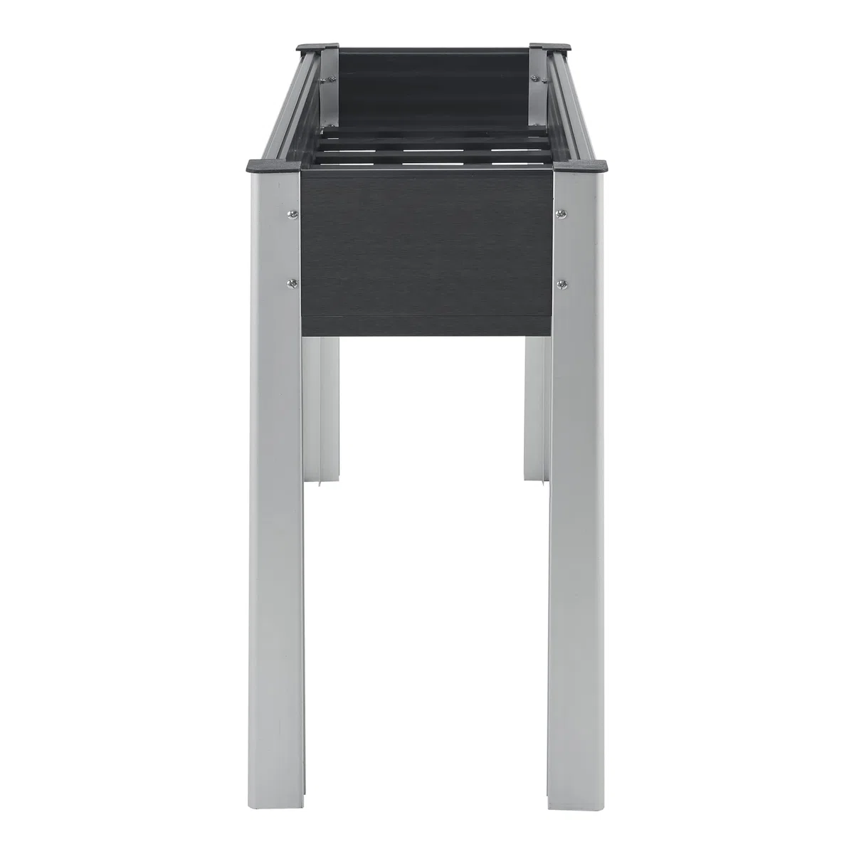 [en.casa] Huerto Urbano Beverwijk Mesa de Cultivo Rectangular Jardinera Soporte para Plantas Exterior Base de Rejilla Aluminio WPC 100 x 40 x 75 cm Gris Oscuro