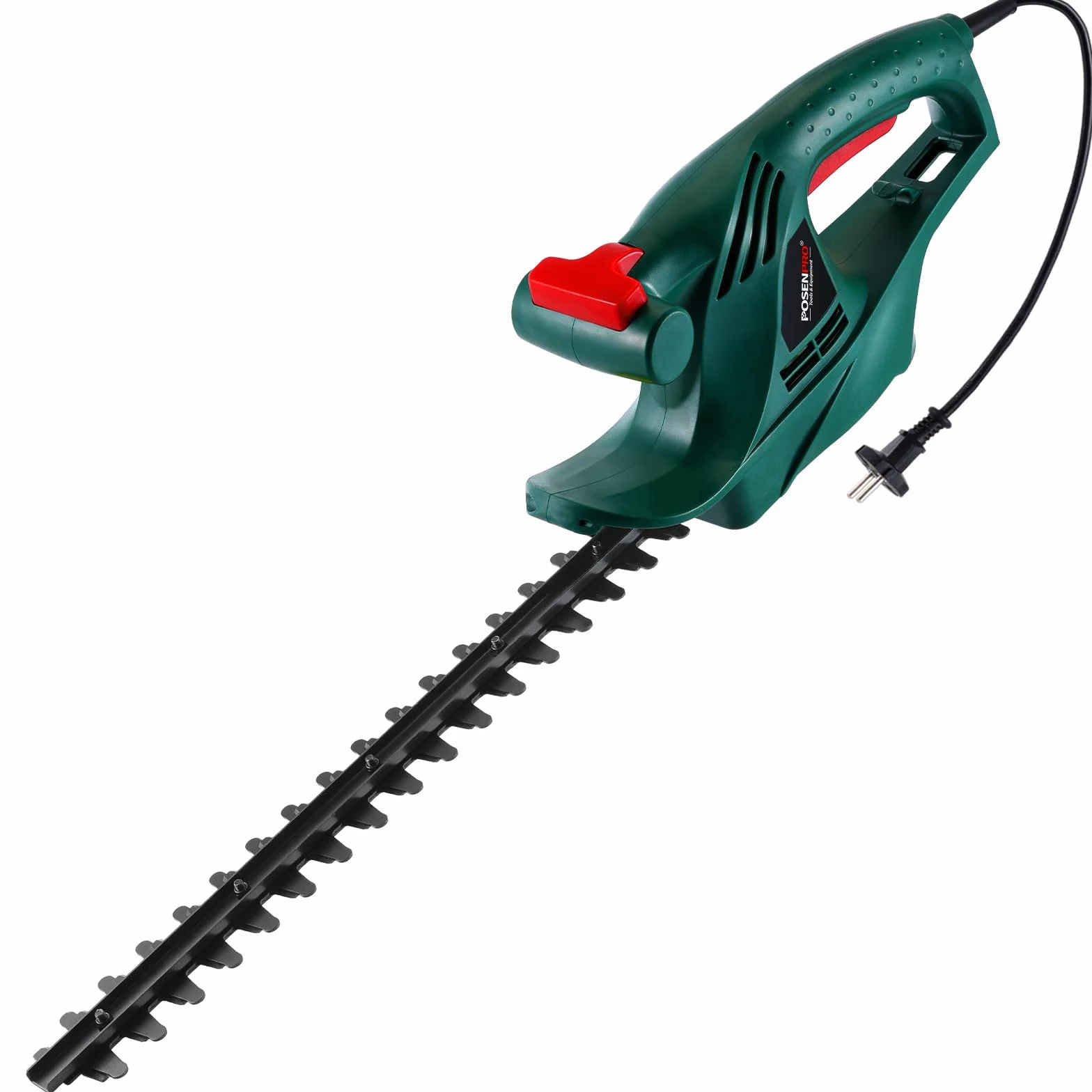 POSENPRO Cortasetos Eléctrico 450 W, Recortasetos eléctrico con Cable, Tijeras Cortasetos eléctrico, Longitud de la Cuchilla de 45 cm, Espacio Entre Dientes de 16 mm, Peso 2,0 Kg