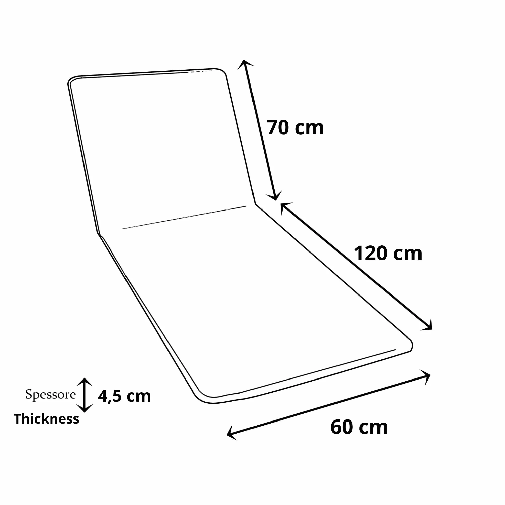 Il Tuo Artigiano Design Uscino - Colchón acolchado para tumbona, artesanal, totalmente desenfundable, fabricado en Italia, 190 x 60 cm, color blanco