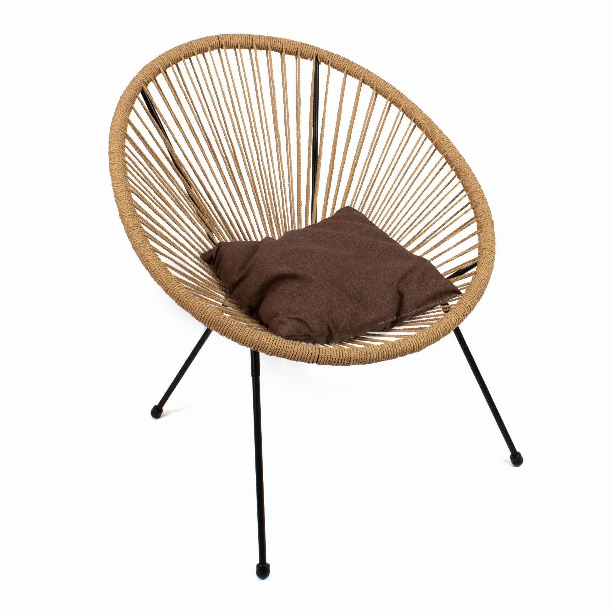 THE SECRET HOME - Set de 2 Sillas Acapulco en Ratán para Jardín - Alto. 89 cm x Largo. 78 cm x Ancho. 72 cm - Silla de Acero - Asiento de Exterior para Balcón, Terraza y Jardín (Natural)