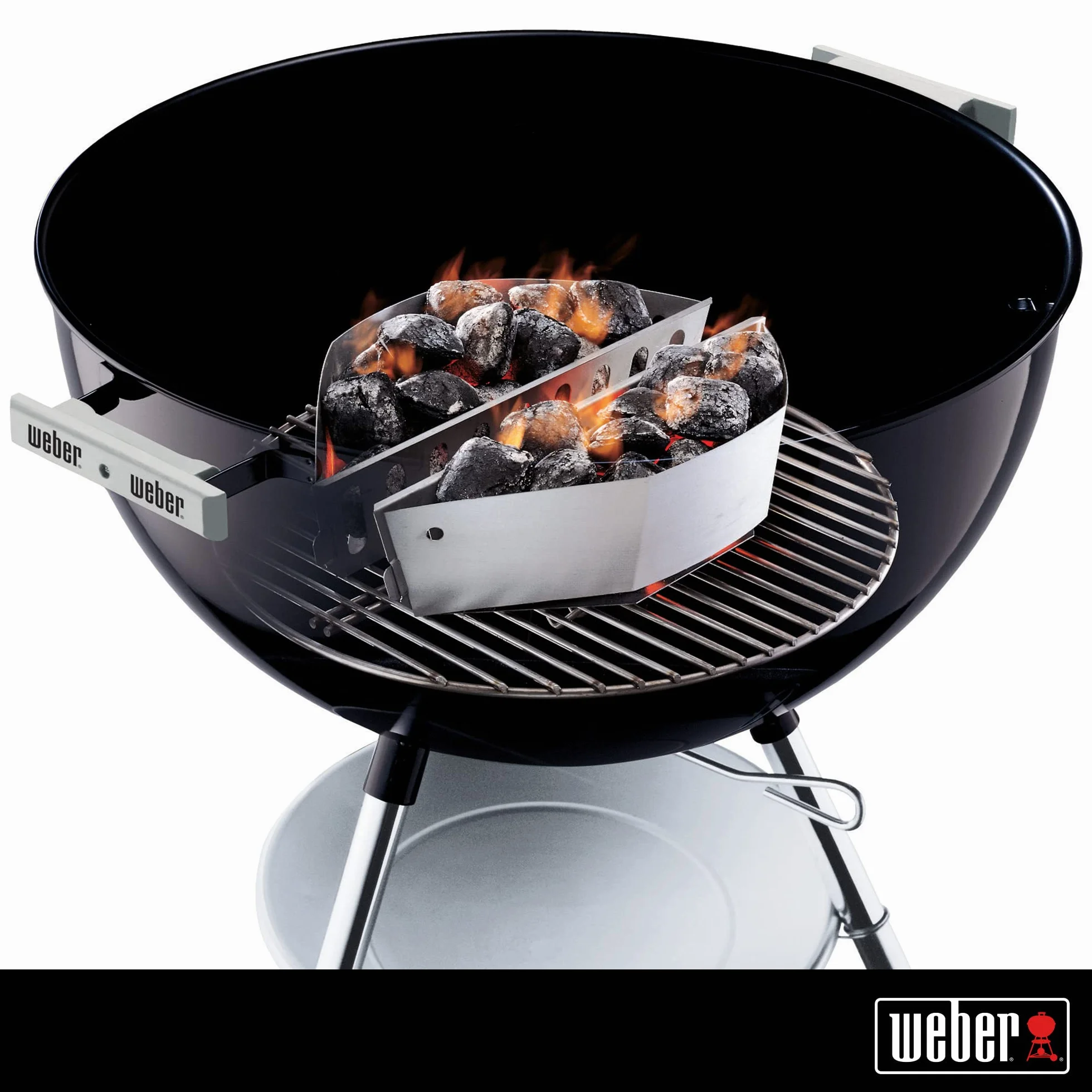 Weber Cestas para carbón, juego de 2, de acero galvanizado robusto, ideales para asar directa e indirectamente con carbón o briquetas, para todas las barbacoas de carbón de 47 cm - Plata (7403)