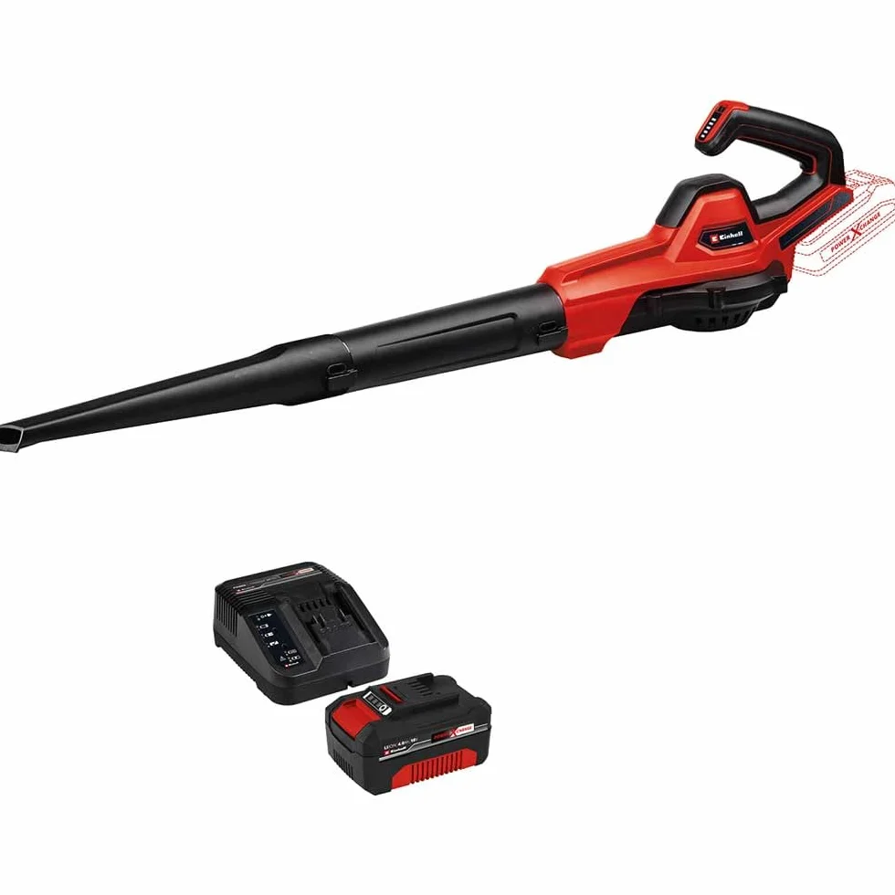 Einhell Soplador Universal inalámbrico GE-UB 18/250 Li E (1 x 4,0 Ah) Power X-Change (18 V, 250 km/h, Velocidad de Aire, 3 Piezas, Tubo, Velocidad con indicación LED, Incluye 1 batería de 4,0 Ah,