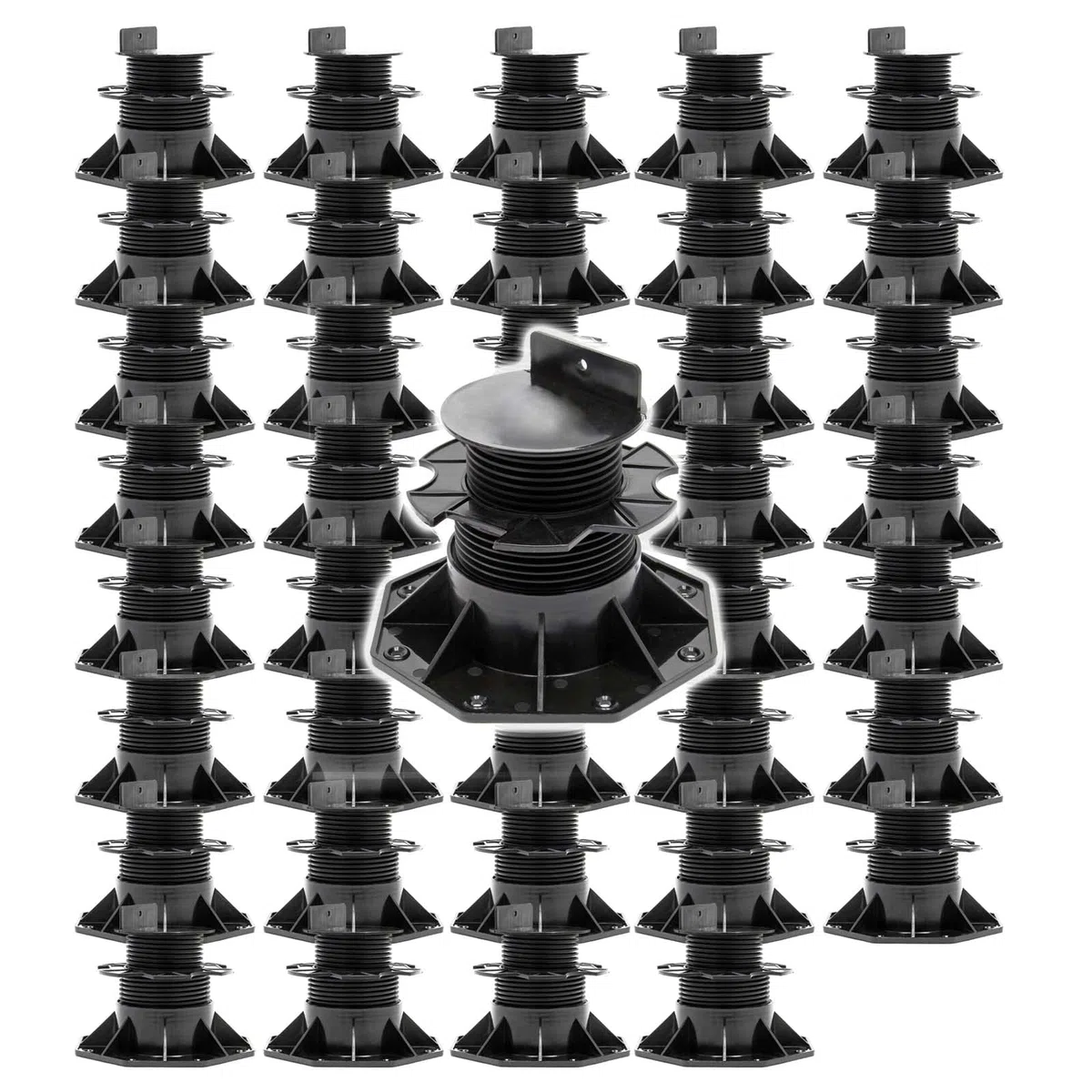 XPOtool Juego de 40 bases regulables para terraza carga máxima 2700kg ajustable en altura 60-128mm