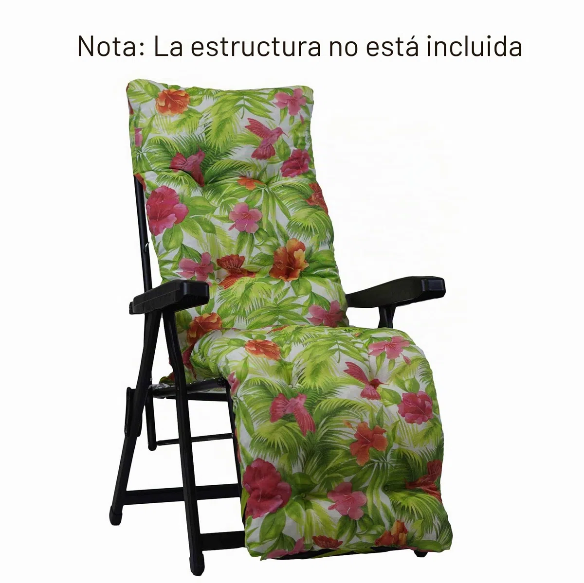 TECNOCUCI Cojín acolchado para tumbona con reposapiés (160 x 45 x 10 cm), 100% fabricado en Italia, cojín de repuesto ideal para tumbonas de jardín