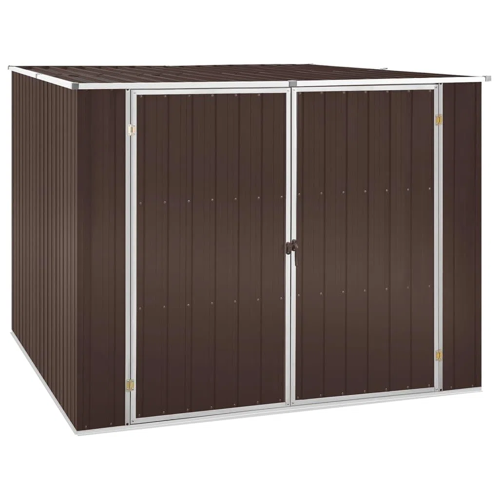 vidaXL Cobertizo de Jardín Paito Casata Casetilla Almacenamiento de Herramienta Almacenaje Exterior Acero Galvanizado Marrón 195x198x159 cm