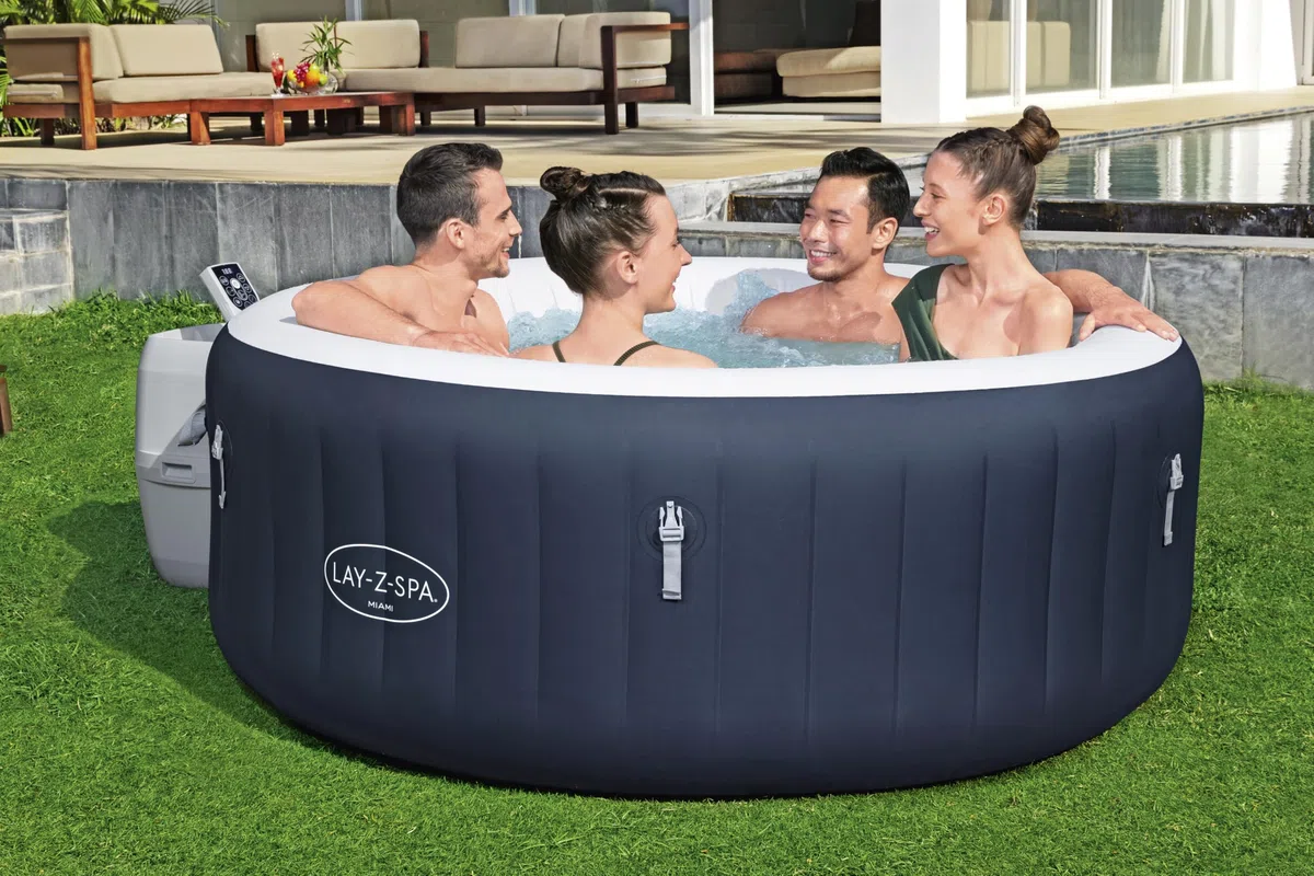 Bestway 71" x 26"/1.80mx 66cm Miami EnergySense AirJet 4 Azul Oscuro Redondo