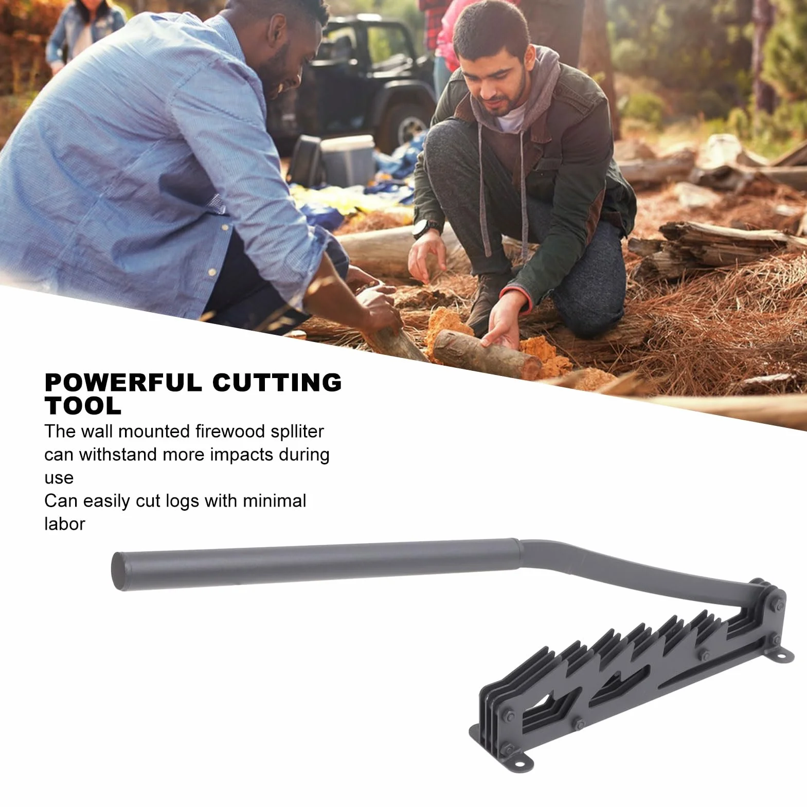Elprico Divisor de Leña Montado en la Pared, Divisor de Troncos Manual Portátil de Acero con Alto Contenido de Carbono Divisor de Troncos de Madera Manual para el Hogar (Black)