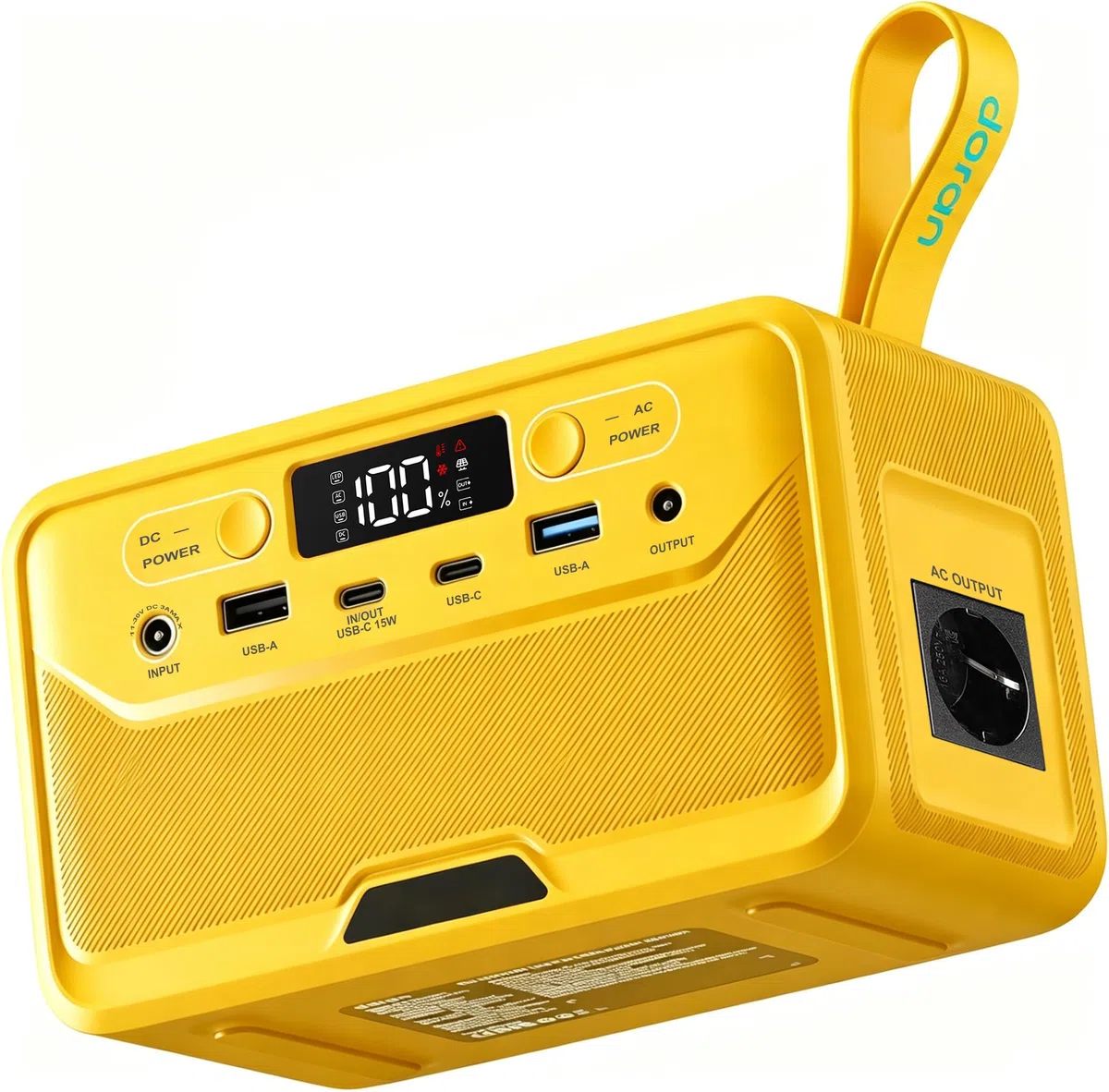 Estación de Energía Portátil89.6Wh Batería LiFePO 100W (200 Pico) Power Bank Solar, Cargador Port Generador Pequeño Salidas AC y Carga Rápida PD para Hogar/Portátilamping. Amarillo