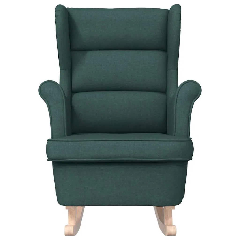 vidaXL Silla Mecedora de Tela Verde Oscuro 74x90x102 cm, Silla, sillón de salón, Silla de Relax, sillón, Asiento de salón, Mecedora, Silla de Relax