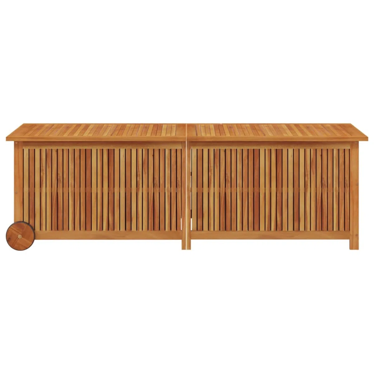 IKAYAA Baúl de Jardín de Madera de Acacia, Arcón Exterior, Caja de Almacenamiento con Bolsa Interior Resistente al Agua, Organizador Herramientas, 150 x 50 x 58 cm