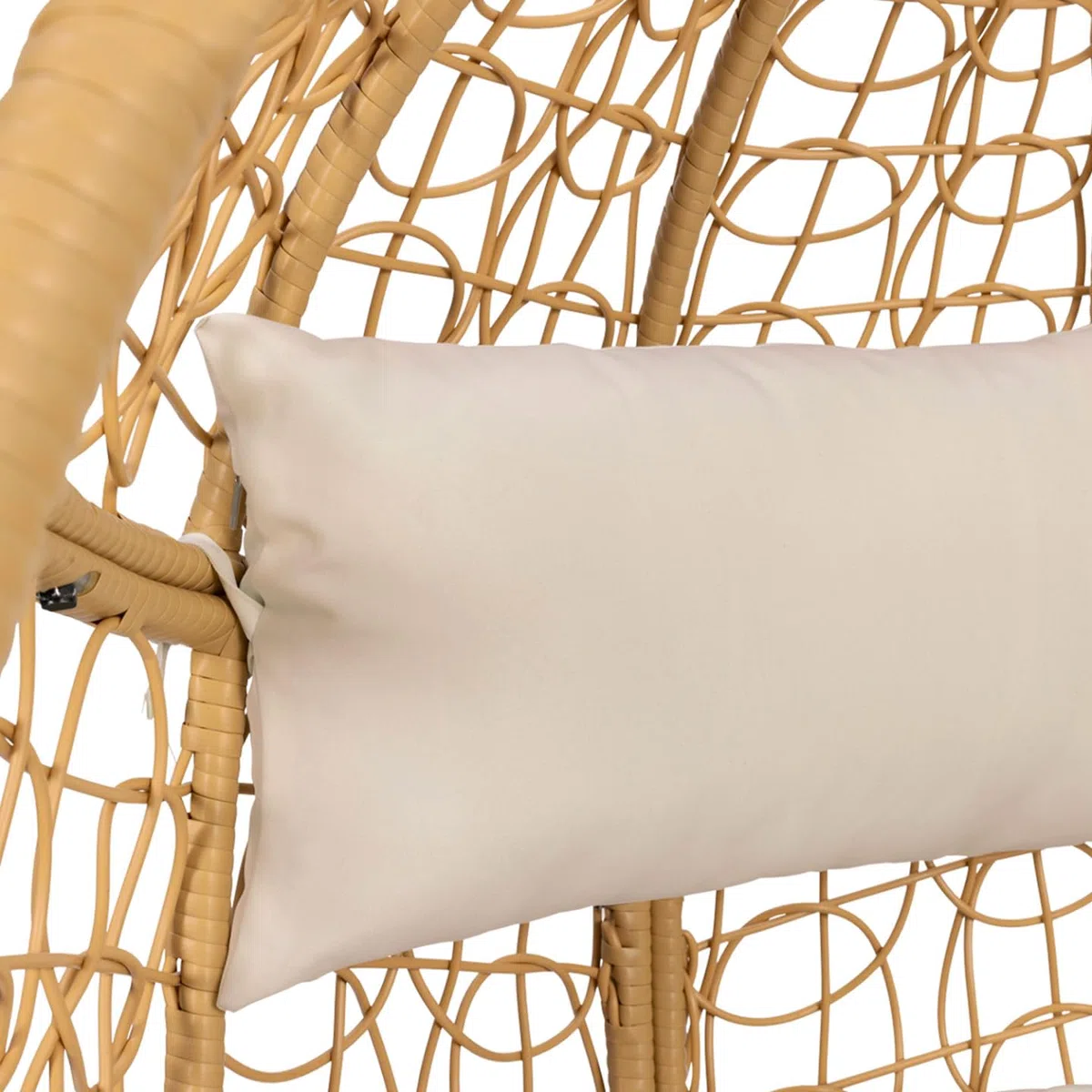 IDMarket – Sillón colgante calado efecto ratán con cojín crudo