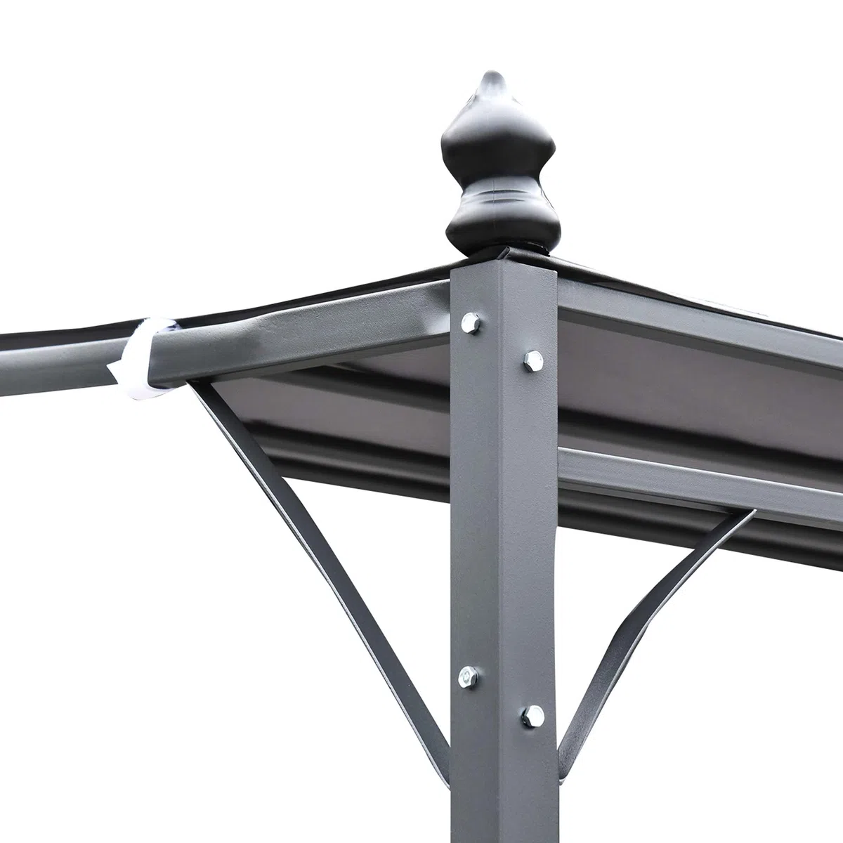 Outsunny Cenador de Jardín 3x3 m Pérgola con Toldo y 16 Orificios de Drenaje para Patio Terraza Metal y Poliéster 180 g/m² Resistente Gris