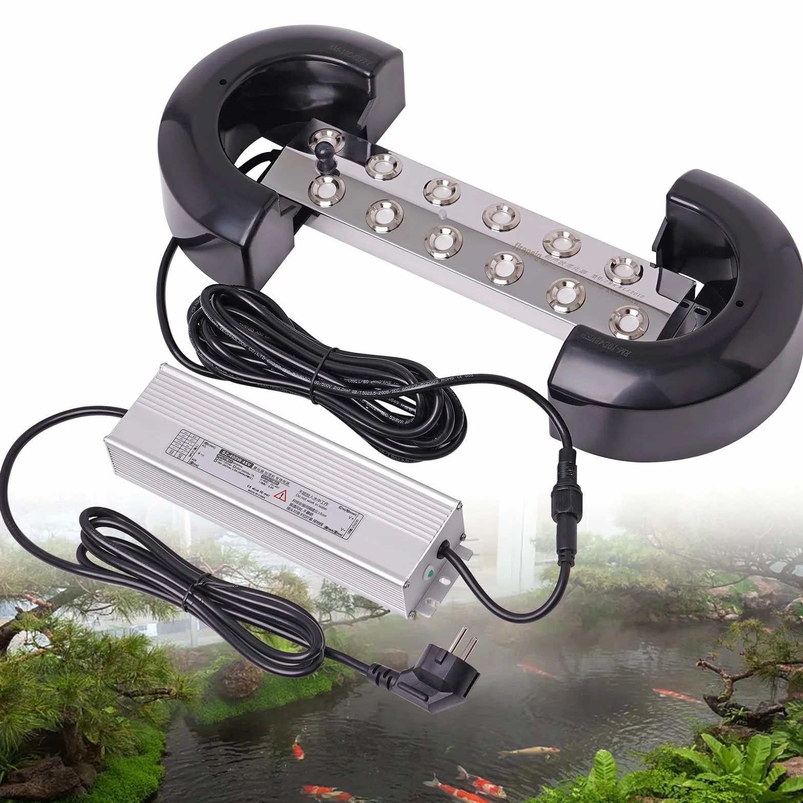 Nebulizador ultrasónico de 12 cabezas, con fuente de alimentación impermeable de 400 W, 8,5 L/H, dispositivo de niebla para jardín, jardín, invernadero