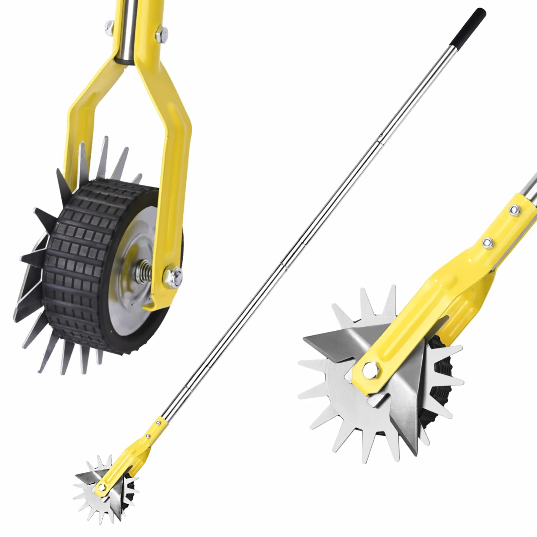 YEELOR Bordeadora giratoria de acero inoxidable amarillo, bordeadora de césped de longitud ajustable, herramienta manual de jardín para aceras, jardines, entradas y bordes de macizos de flores