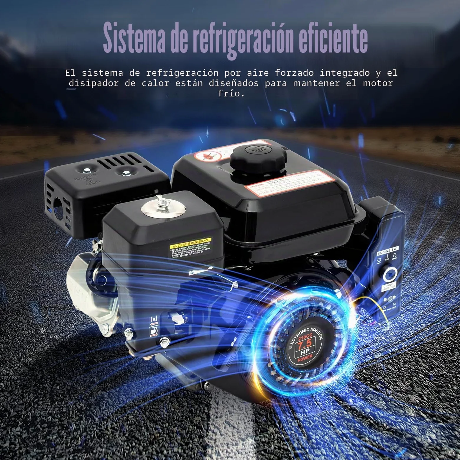 Motor de gasolina de 4 tiempos con 7,5 CV, arranque eléctrico, karting 212 cc, arranque de tracción