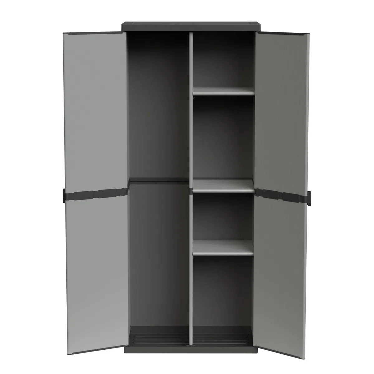 Adventa: Armario portaescobas de Resina de PVC y PP, 2 Puertas, fácil de Montar, Modular System, Resistente, Apto para ambientes Interiores y Exteriores, 68 x 40 x 165 cm