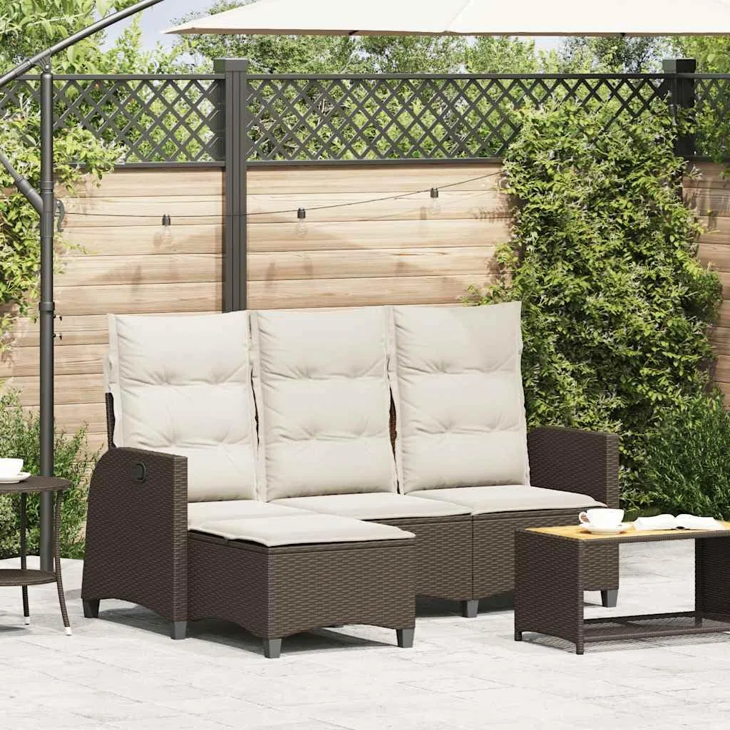 vidaXL Sofá de jardín reclinable con Cojines en Forma de L marrón, sofá de Exterior, sofá de jardín reclinable, sofá de jardín en Forma de L