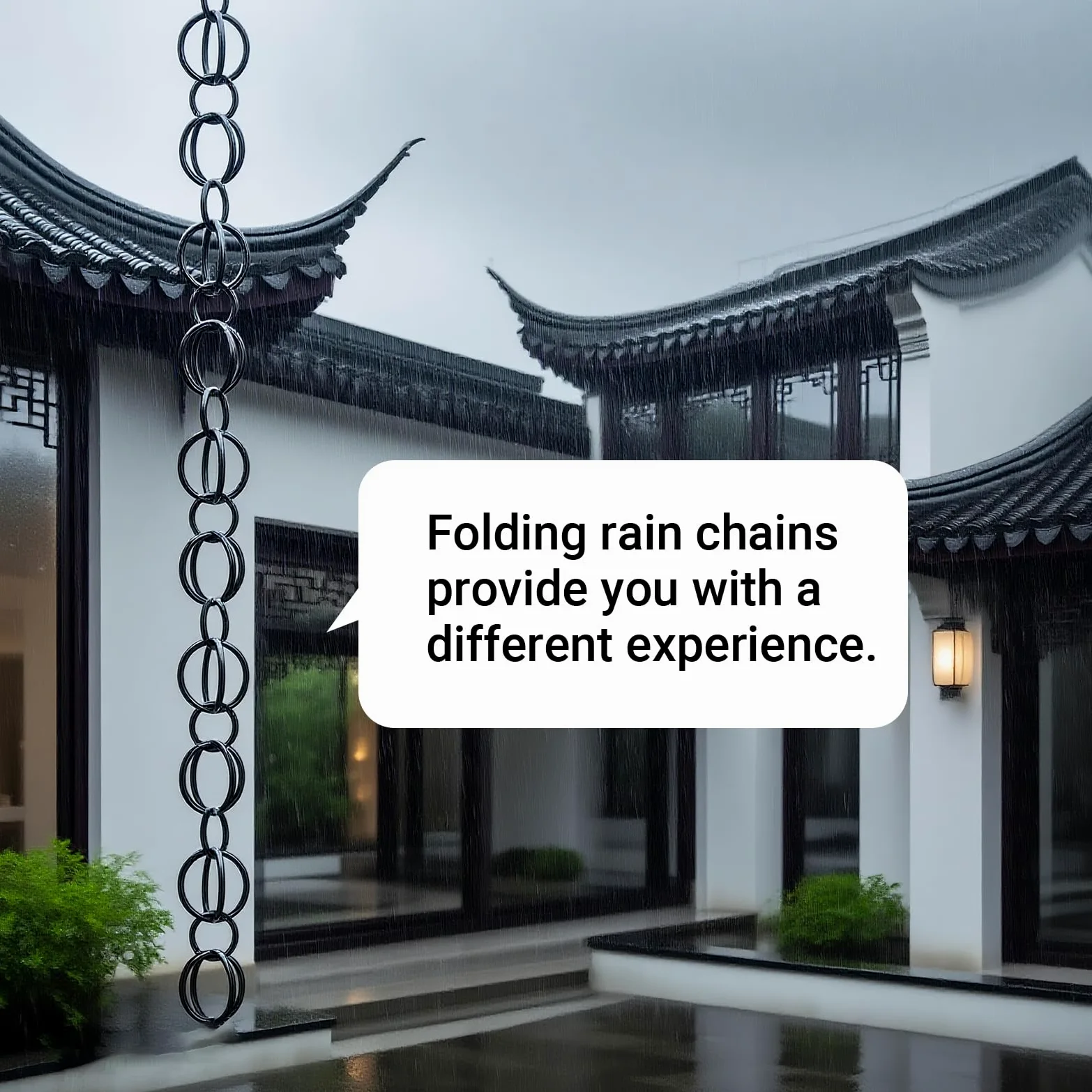 Cadena para Lluvia - Cadena De Lluvia De Metal - Cadena De Guía De Lluvia De Canalón- Cadena Lluvia Japones Hecha De Metal, Puede Colgar En Toldos, Porches, Gazebos, Cubiertas