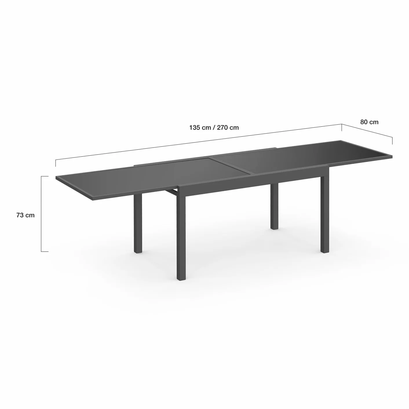 IDMarket - Muebles de jardín Madrid, extensible, mesa gris, 135-270 cm y 12 sillas apilables, gris antracita