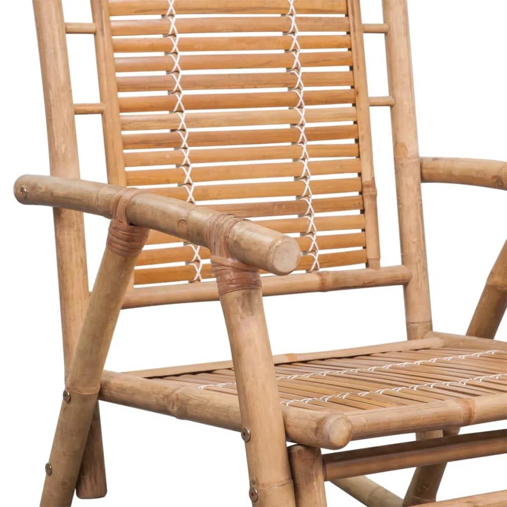 vidaXL Silla Mecedora de Jardín de Bambú Asiento Balancín Patio Terraza Porche
