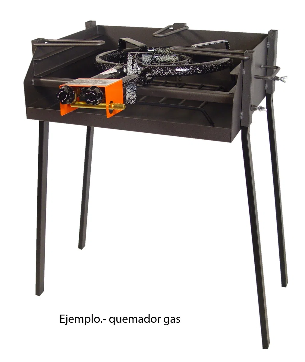 Imex El Zorro - Barbacoa Cuadrada con Soporte Paella | 60x40 cm | Acero Resistente | Barbacoa Versátil para Jardín