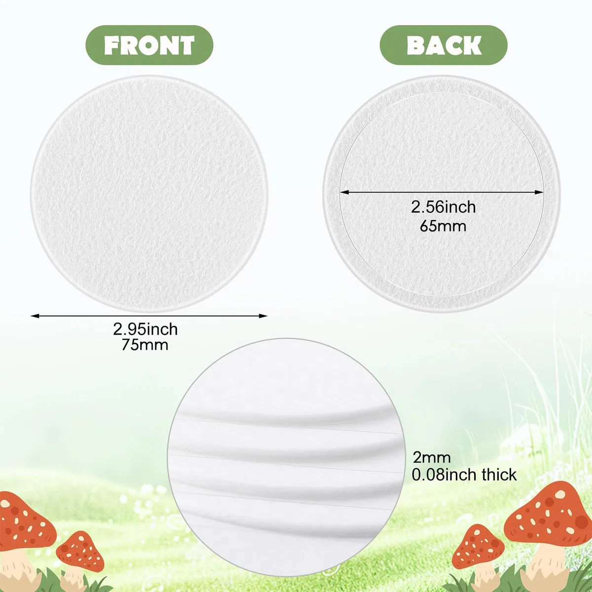 Discos De Filtro De Champiñones - Disco De Filtro De Tubo Único De Hongo 24x | Pantalla De Algodón Para La Humedad Retención De La Humedad Preservación De Plantas De Interior | Suministros De Crecient