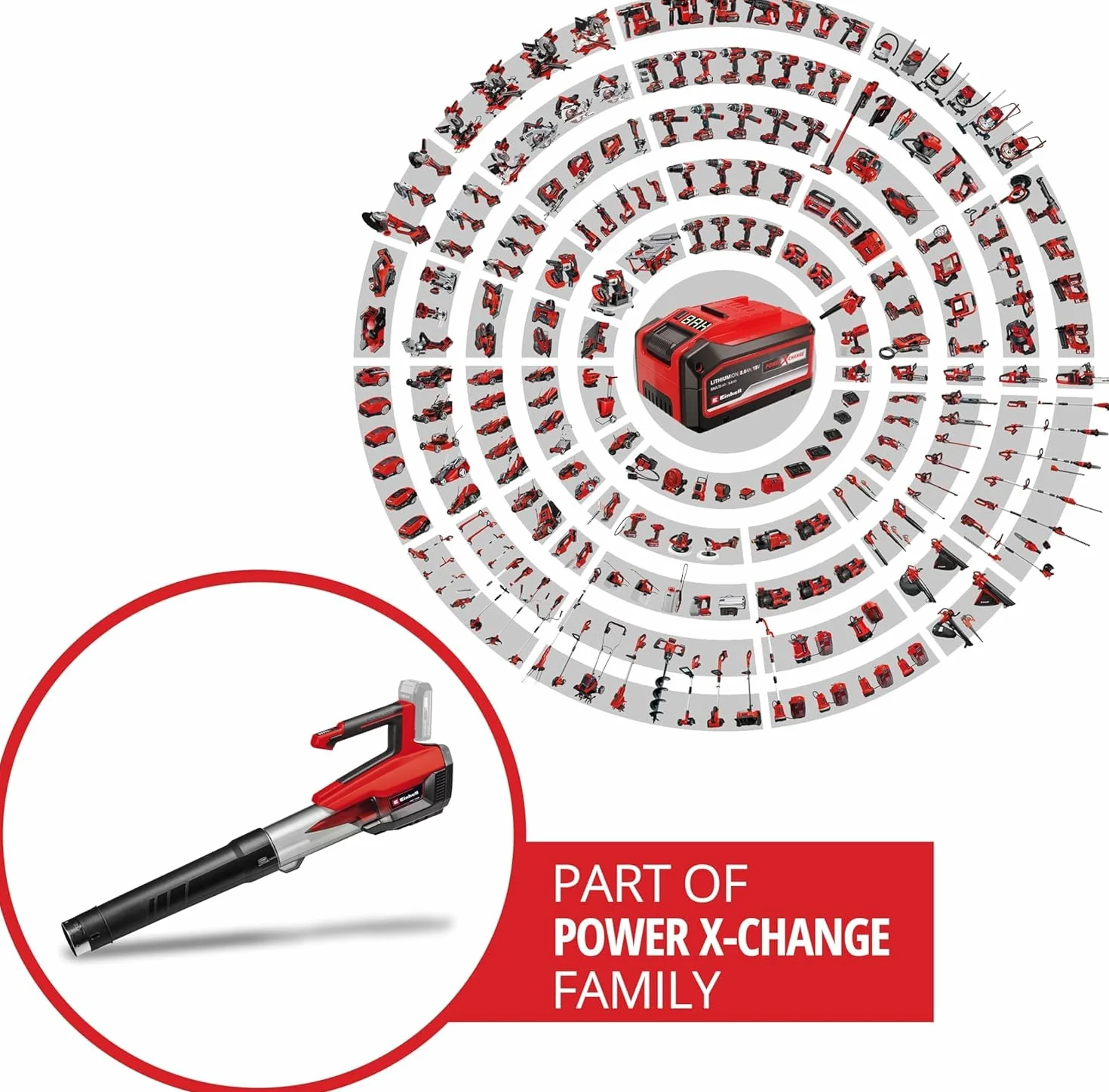 Einhell Soplador de Hojas con batería GP-LB 18/200 Li E-Solo Power X-Change (Iones de Li, 18V, Motor sin escobillas, regulación de Velocidad, tecn. de Ventilador axial, sin batería ni Cargador)
