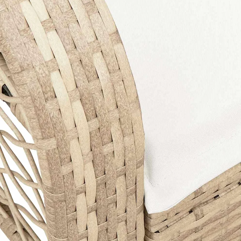 Silla mecedora de jardín beige, ratán sintético, acero, 67x75x75 cm, resistente a UVA, capacidad 110 kg