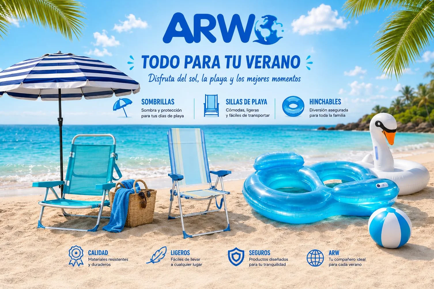 Creaciones Llopis ARW Pack 2 Sillas Playa Plegables con Cojín Reposacabezas 80 x 48,5 x 66 cm. Reclinable Tumbona 114 cm. Largo. (Turquesa)