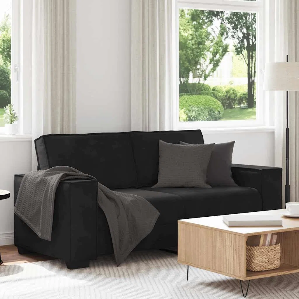 vidaXL Sofá de 2 plazas Terciopelo Negro 180x78x84 cm, sofá, sofá de Dos plazas, sofá de 2 plazas de Terciopelo, sofá de 2 plazas, sofá de Terciopelo
