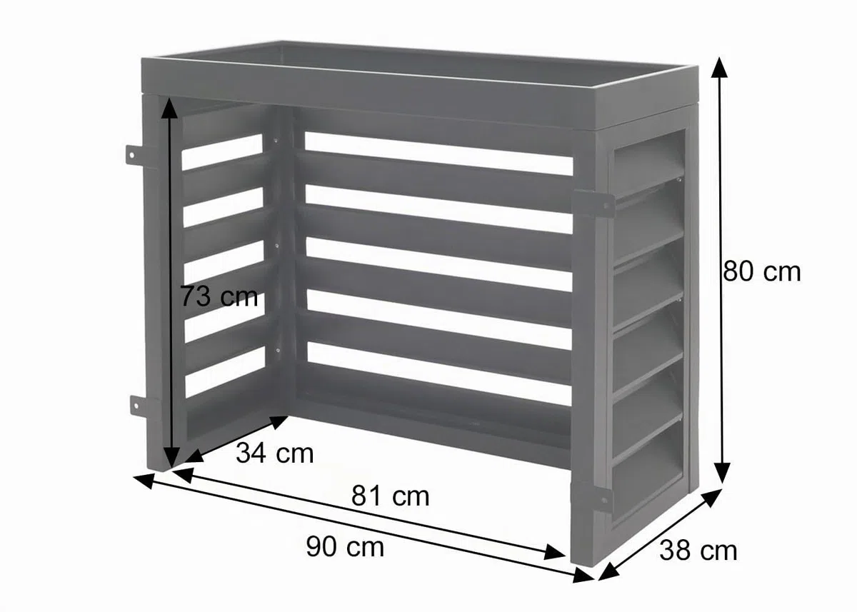Mendler Revestimiento para aire acondicionado/bomba de calor HWC-O43, cubierta de rejilla protectora para jardinera, metal 80 x 90 x 38 cm – gris y blanco