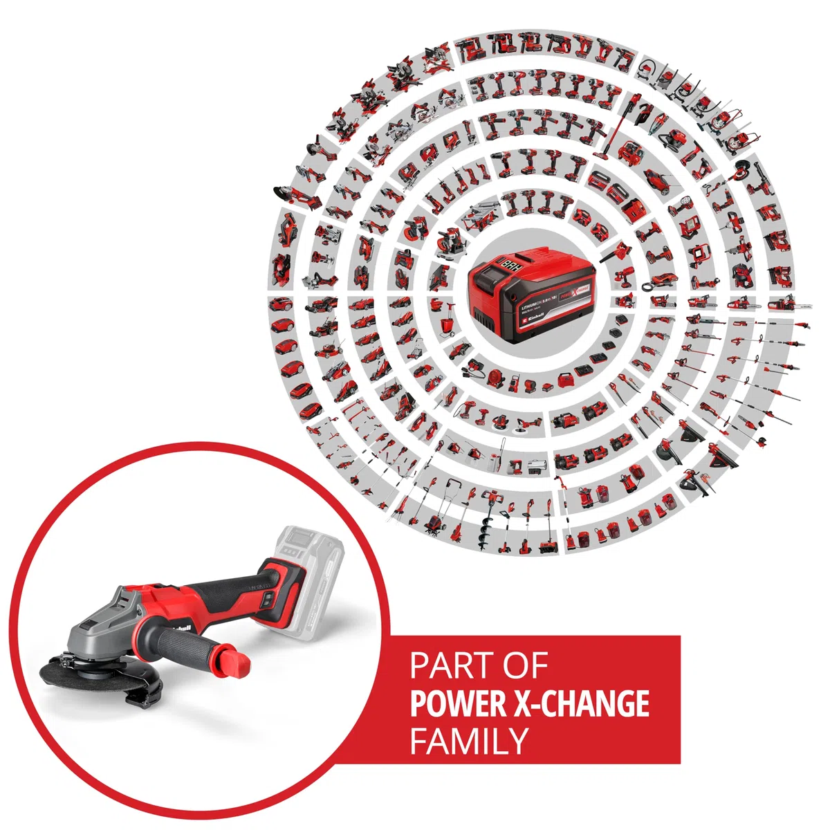 Einhell Professional Amoladora angular con batería AXXIO 18/125 Power X-Change (18 V, 700W, Ø de disco de 125mm, 33 mm de profundidad de corte, sin escobillas, sin disco de corte, sin batería)