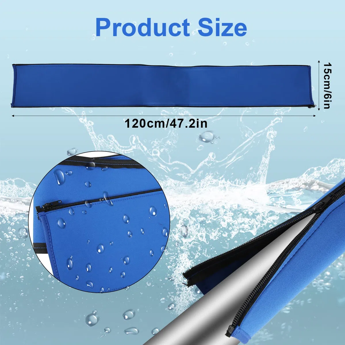 Agarre para Pasamanos de Piscina con Cremallera Antideslizante, Barandilla Azul de Seguridad 120cm de Largo para Aislamiento Térmico en Verano