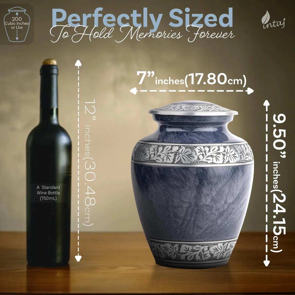 Urna de cremación para cenizas humanas para adultos, machos o mujeres, urna conmemorativa grande de aluminio hecha a mano, elegante urna conmemorativa para exhibición en el hogar, urna funeraria