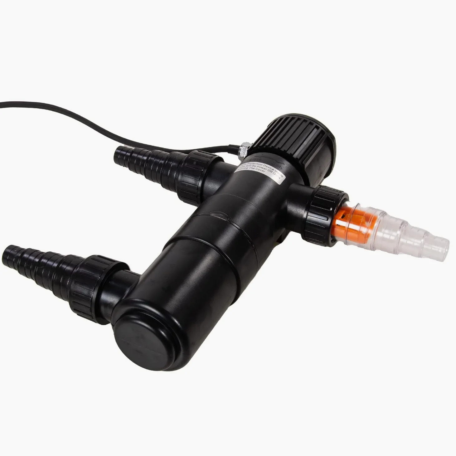 AquaForte GUV-218 UV-C, máx. Estanque 20 m³, caudal máximo 2,5 m³/Hora, 18 W, Carcasa con Conector de Bloqueo rápido, 3 boquillas de 20/25/32/40 mm y Vidrio de visión UV, Interior en Forma de Helix