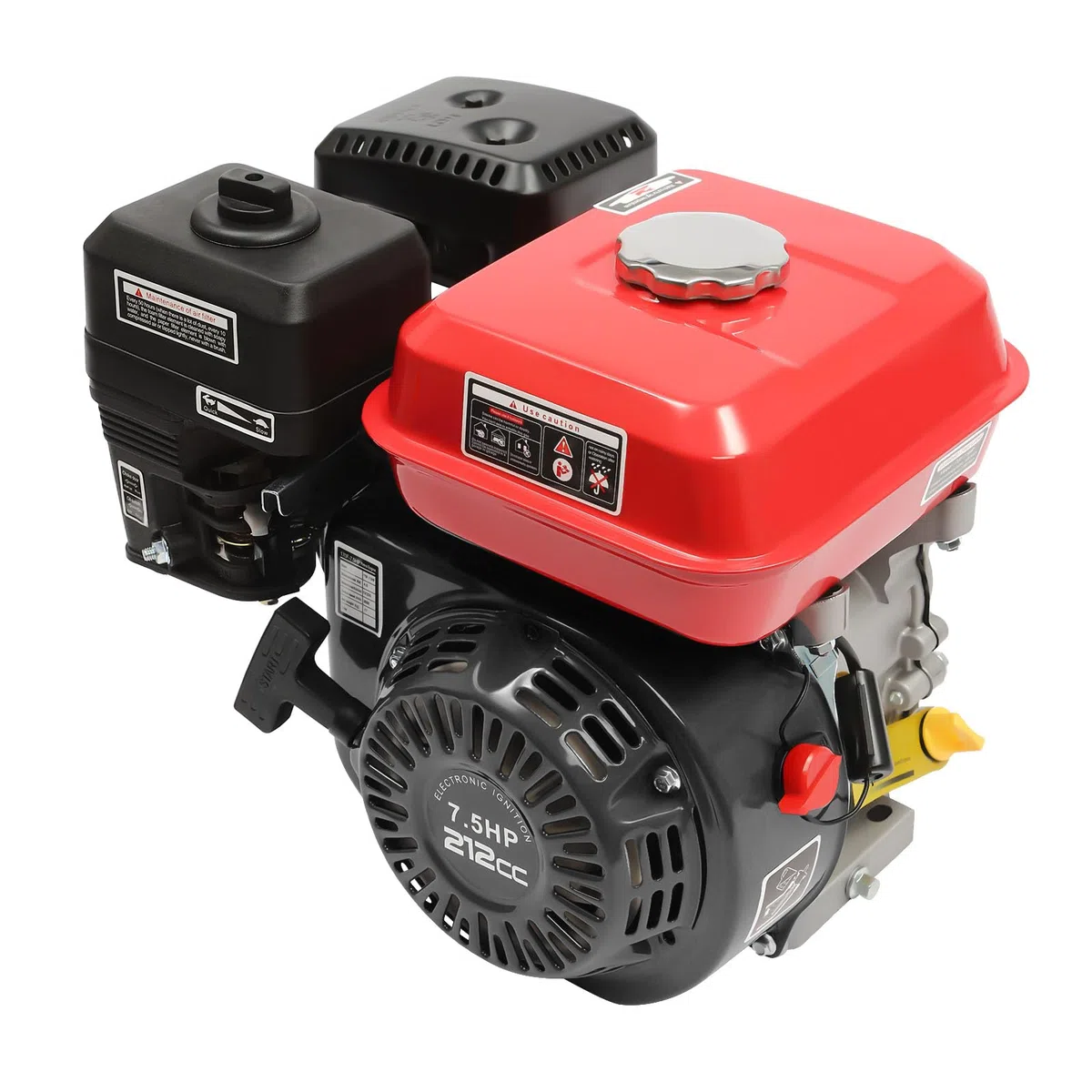 Motor de gasolina 7.5 CV, motor industrial, tapa de depósito de 5.1 KW, con rosca de refrigeración de aire, 20 mm de diámetro con alarma de aceite, retroceso, motor de gasolina