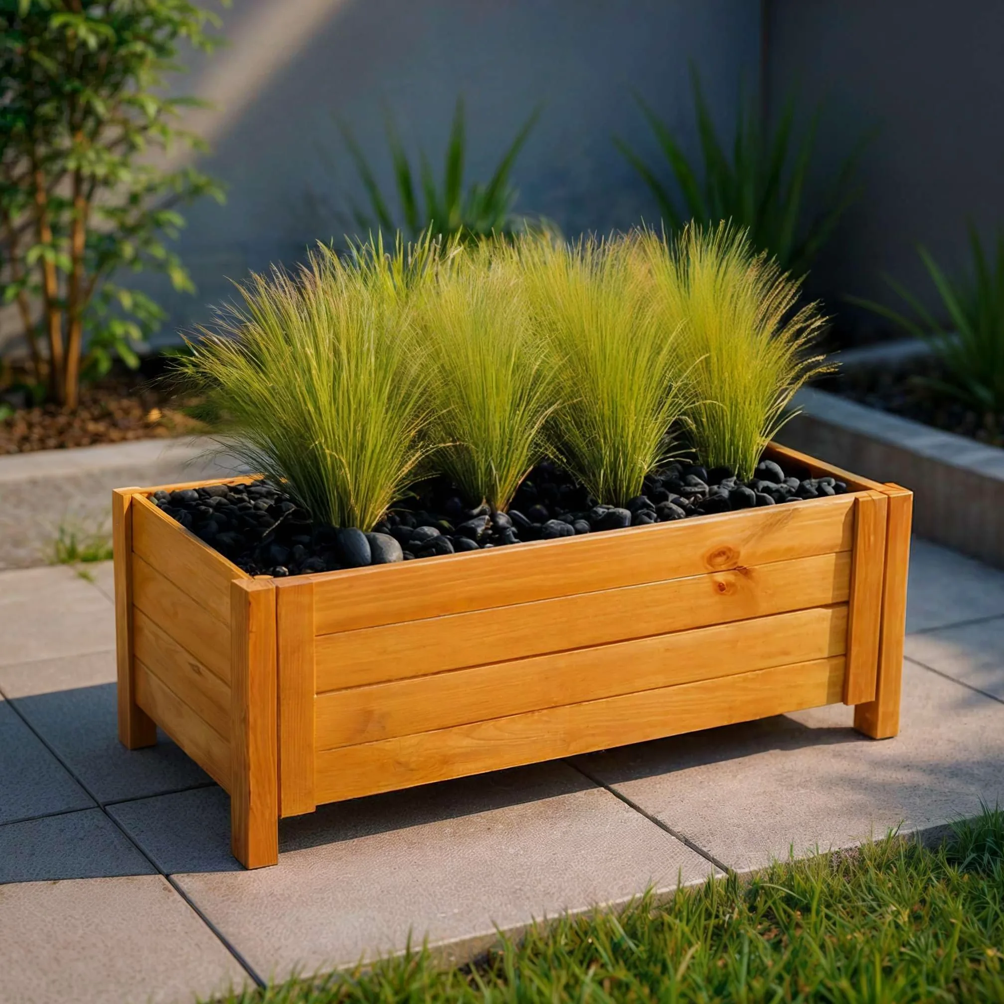 BOGATECO Macetero Jardín Madera para Exteriores | 38 x 80 cm | Terraza Balcón | Caja Cuadrada | Construcción Robusta y Impregnado | Llega ensamblado | con Agro-Textil | Roble Marrón