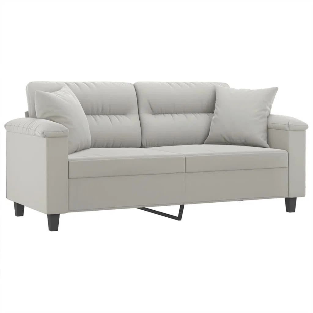 vidaXL Sofá de 2 Plazas con Cojines, Asiento con Reposabrazos, Sofá Tapizado de Televisión, Asiento para Salón, Tela de Microfibra Gris Claro