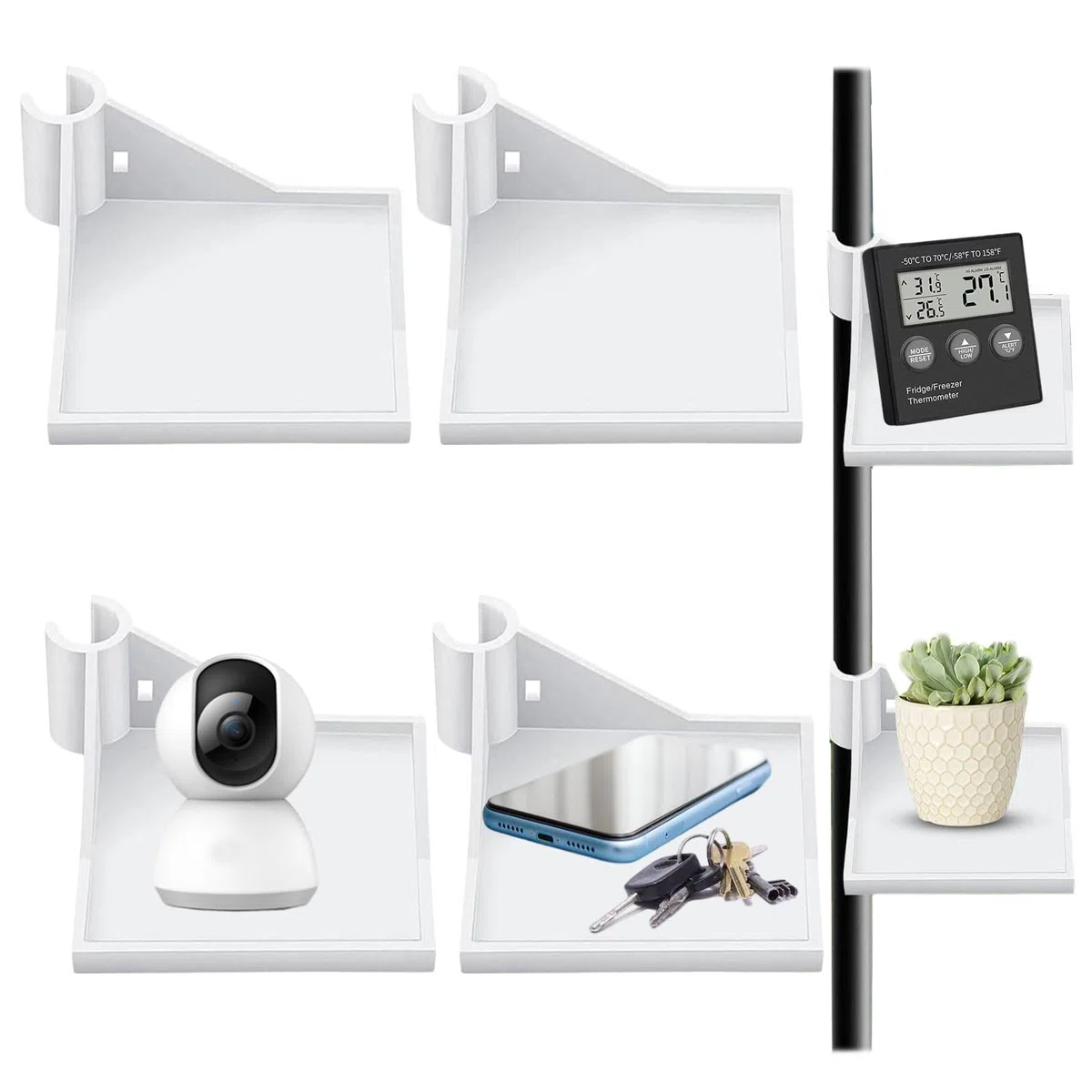 4 piezas Estantes montados en la pared, Accesorio de Tienda de Cultivo, Blanco Estante Esquinero para Cámara, kit de tienda de cultivo de esquina, accesorios de carpa de cultivo para colocar la cámara