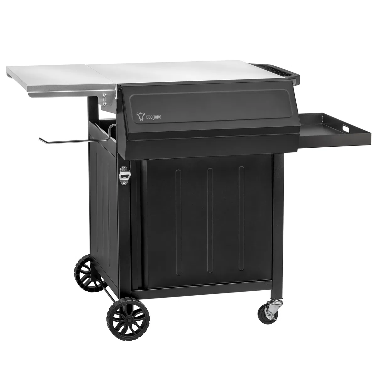 BBQ-Toro Carro de barbacoa 100 x 73 x 91 cm | Negro | Mesa de barbacoa con gran superficie de trabajo | Mesa auxiliar de barbacoa con ruedas, carro de barbacoa al aire libre | Mesa de barbacoa al aire