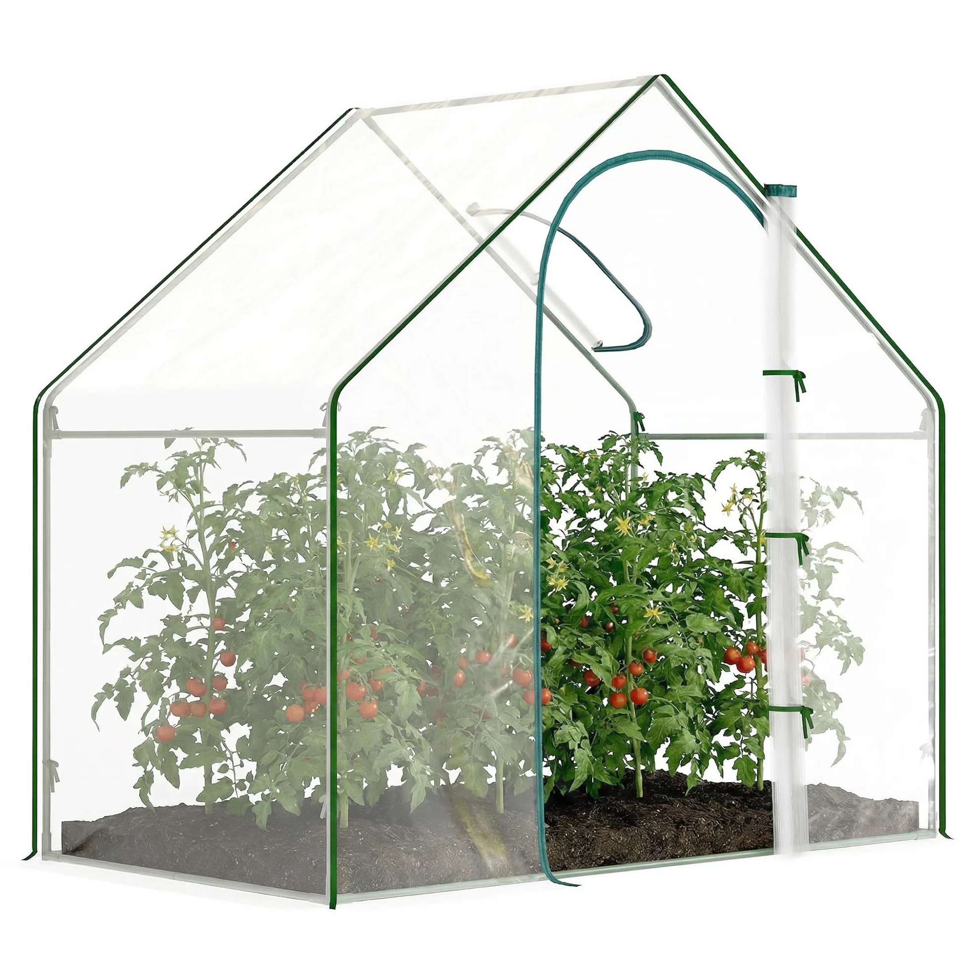 Outsunny Invernadero Pequeño, Invernadero de Exterior con Ventana y Puerta con Cremallera, Marco de Acero, Cubierta de Plástico Impermeable Anti-UV para Cultivar Plantas, 180x100x168 cm, Transparente