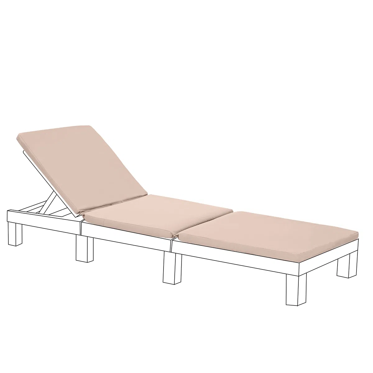 Gardenista Cojín de reemplazo para Tumbona de jardín para Allibert Keter Daytona | Cojín para Tumbona de ratán reclinable Muebles de Patio | Resistente al Agua y Ligero | Relleno con Fibra (Roca)