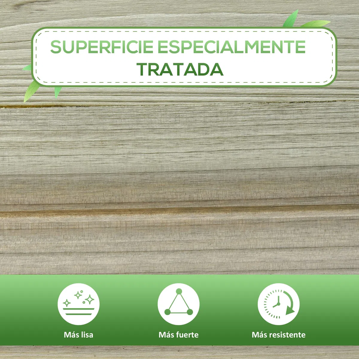 Outsunny Huerto Urbano de Madera con Estante Mesa de Cultivo Rectangular con Orificios de Drenaje para Cultivos Plantas Jardín Terraza Exterior Carga 80 kg 91x51x76 cm Natural