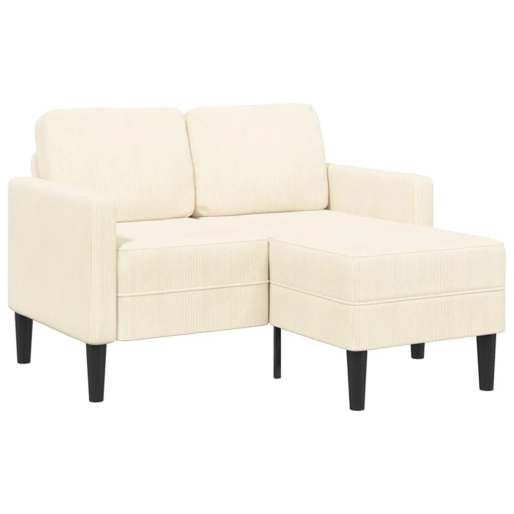 vidaXL Sofá de 2 plazas con Chaise Longue en Forma de L Crema 125cm, sofá de 2 plazas para Dormitorio, sofá de Dos plazas, sofá de Dos plazas
