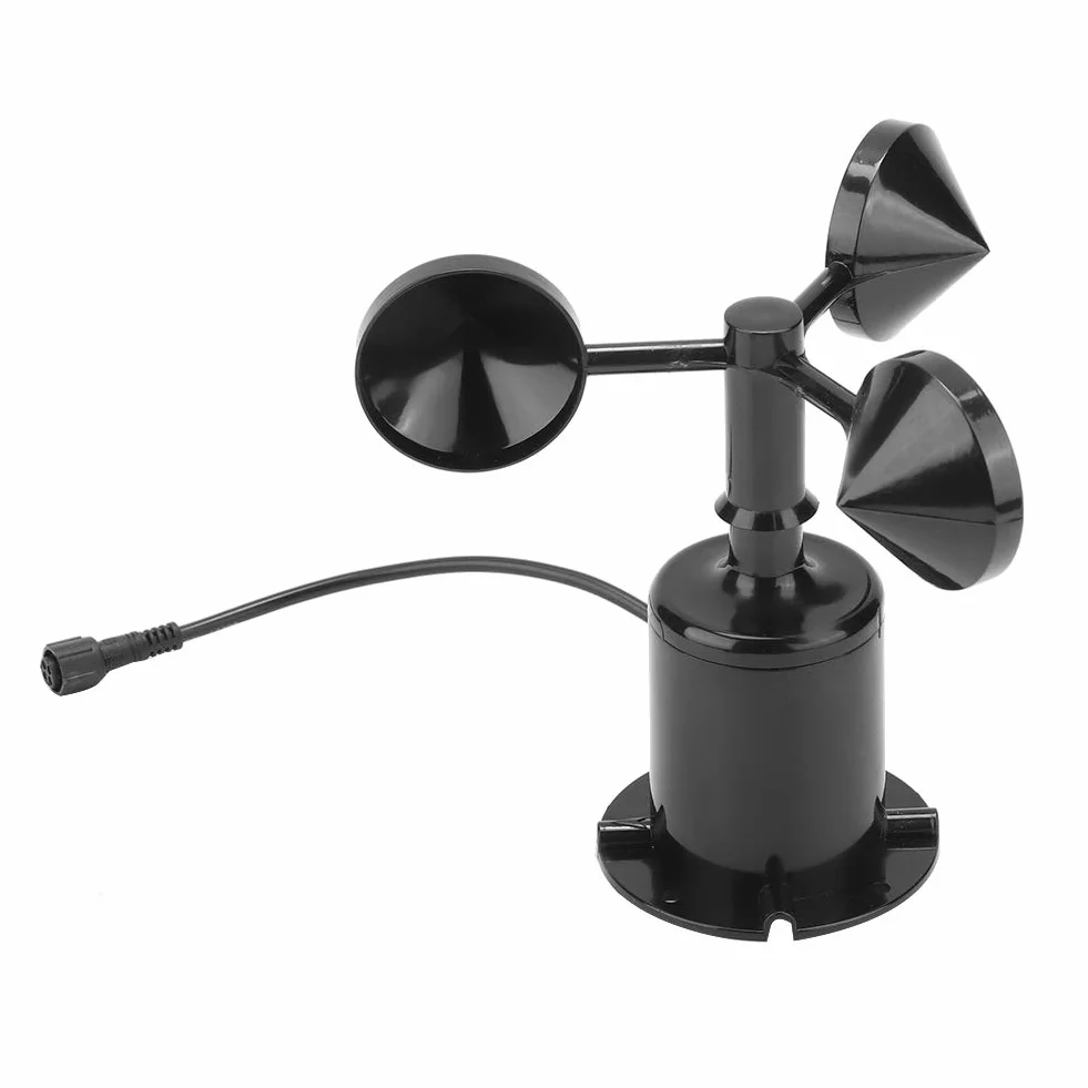 Anemómetro Rtae del viento, 0-70 m/s 5-30V DC Alta precisión Medio ambiente Salida de señal Pulso Tres tazas Sensor de velocidad del viento para invernaderos Barcos Estaciones meteorológicas del muell