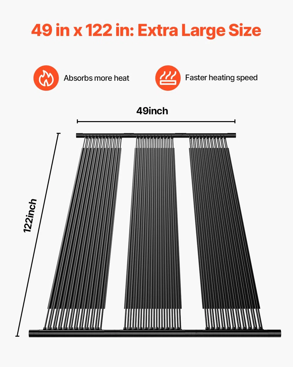 VEVOR Calentador Solar para Piscinas Sistema de Calefacción para Piscina de HDPE Panel Solar Universal Aumenta la Temperatura del Agua para Piscinas Elevadas y Enterradas 4 Piezas 1235 x 3100 mm