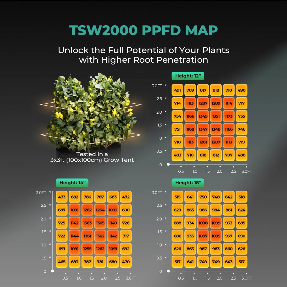 MARS HYDRO TSW2000 led cultivo 300W para plantas de interior de espectro completo UV IR led grow light Crecer Daisy Chain Planta de la lámpara de cultivo de 90X90,120X120m Invernadero y Carpa