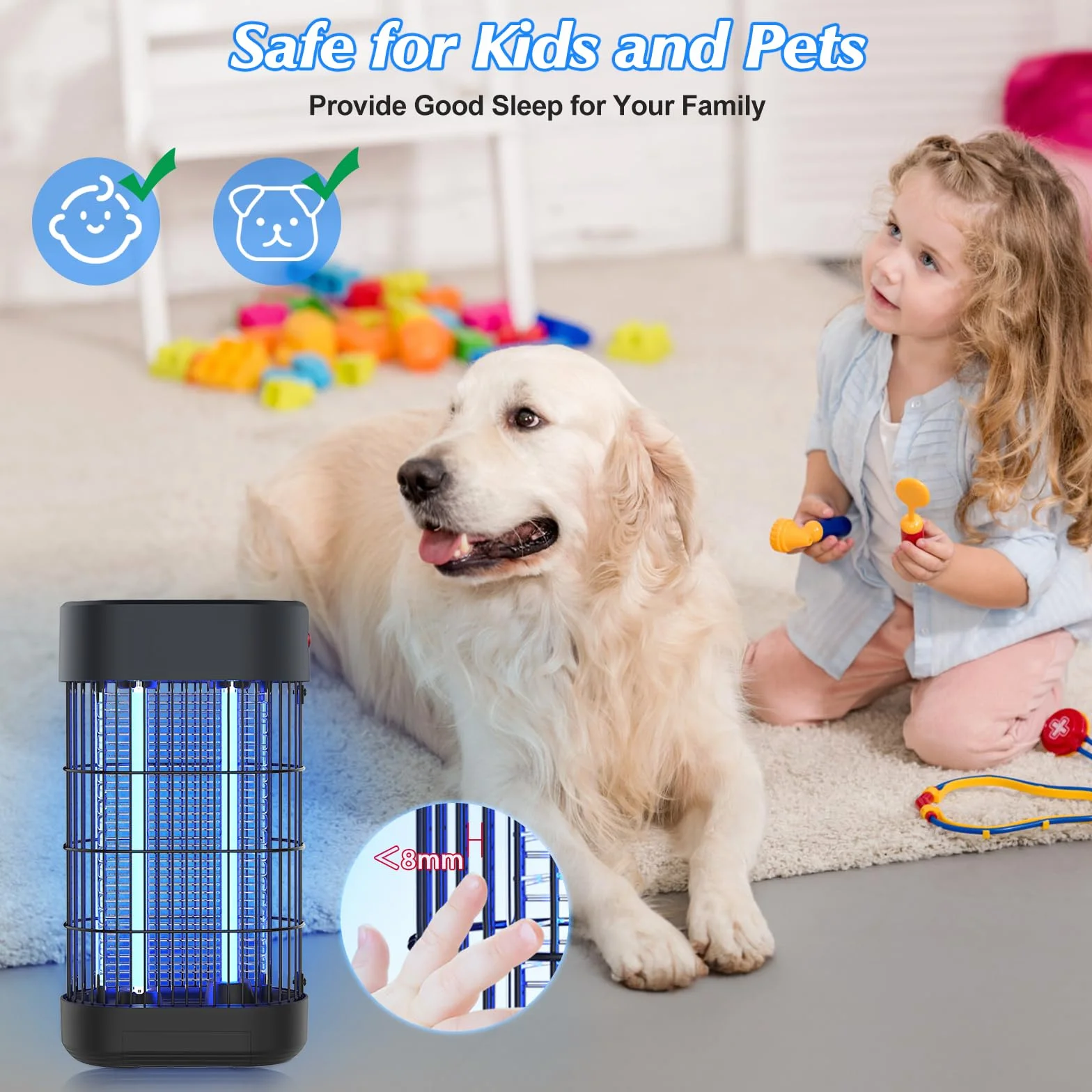 Lampara Antimosquitos Electrico 18W, Luz UV Matainsectos Eléctrico No Tóxico Matamoscas para Interiores Trampa para Mosquitos para Dormitorio Cocina Patio