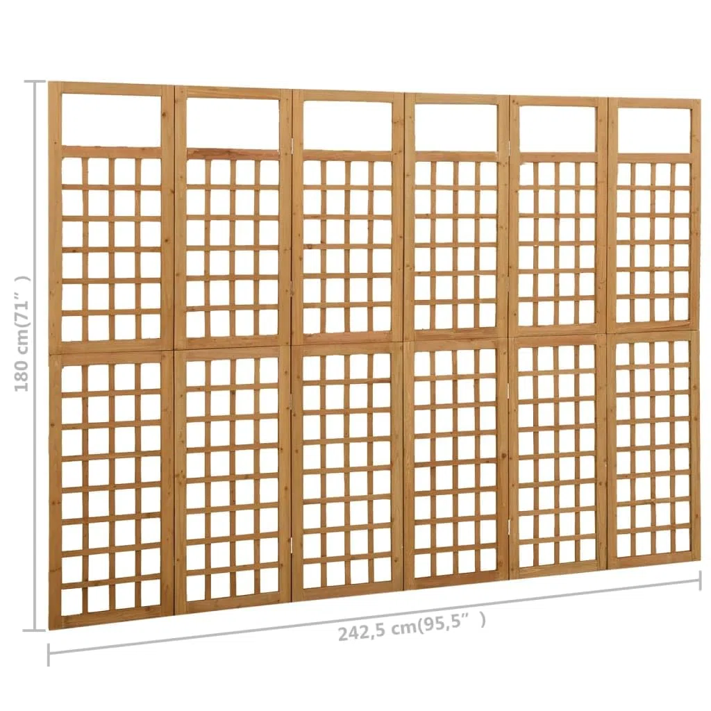 vidaXL Biombo/Enrejado de 6 Paneles Separador Ambientes Privacidad Pantalla Plegable Partición Vestidor Decoración 242,5x180 cm Madera de Abeto