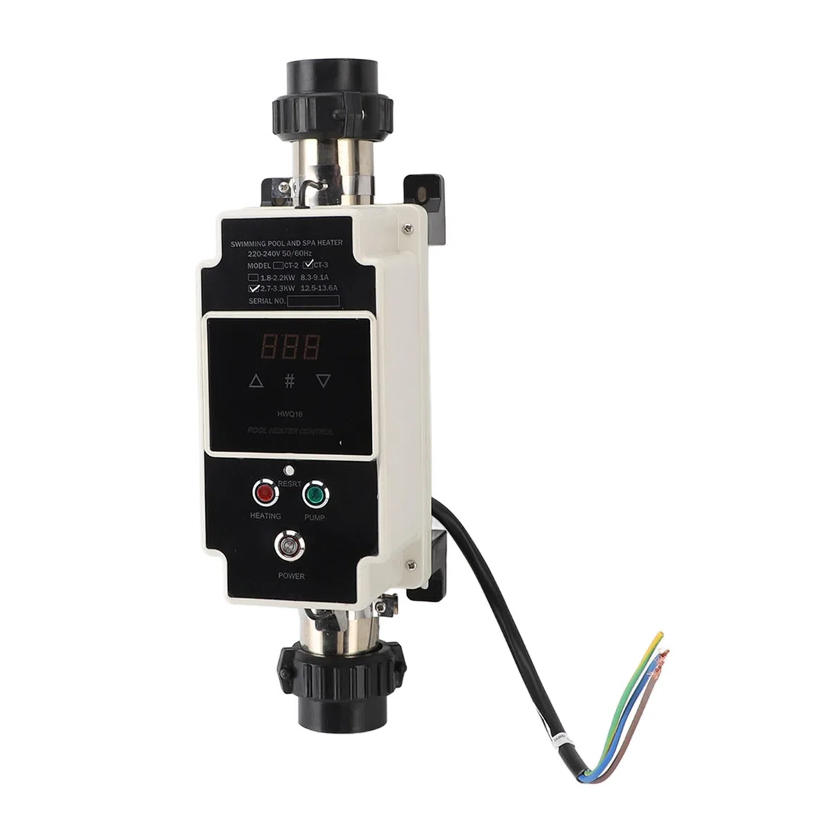 Calentador de Piscina de 2,7 a 3,3 KW, Calentador de Agua Eléctrico para Piscina, Termostato de Jacuzzi con Pantalla Digital para Bañera de Hidromasaje de 220 a 240 V
